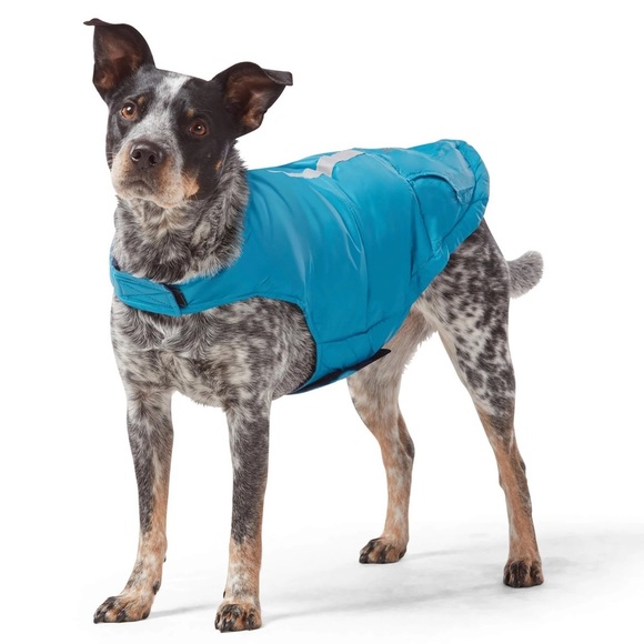 Free Country Down Blue Hooded Reflective Large Dog Coat Jacket L - Picture 10 of 10